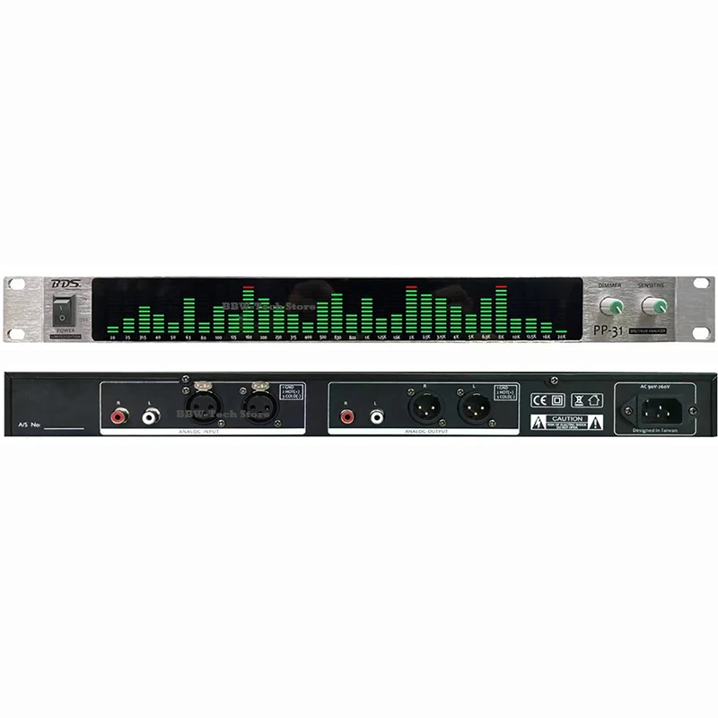 BDS PP-31 Green/Blue/White/Red/Yellow Digital Audio Spectrum Analyzer Display 1U Music Spectrum VU Meter 31 Segments