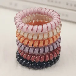 6pcs Solid Color Spiral Cord Hair Bands Seamless Stretchy Screw Hair Ties Quality Elastic Hair Bands Ponytail Holder For Women