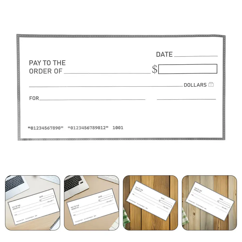 

2Pcs Jumbo Fake Checks Dry Erase Giant Waterproof Large Reusable Checks for Party Pranks Charity Presentations