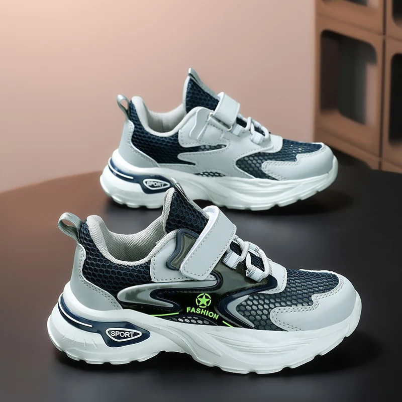 

Children Sports Shoes for Boys Summer 2025 Mesh Breathable Soft Sole Flat Sneakers Shock-Absorbing Outdoor Casual Shoes for Kids