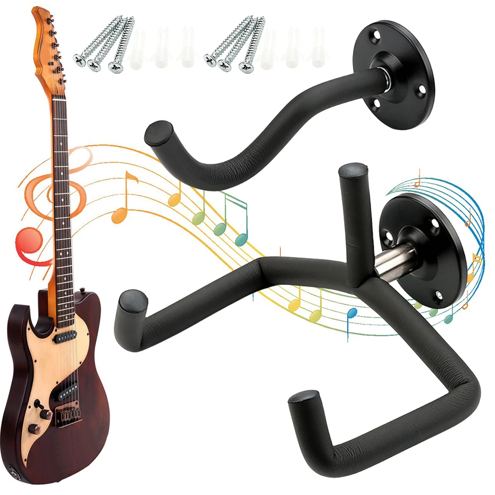 Horizontal Metal Guitarra Wall Mount, suporte de cabide para guitarra, guitarra acústica, baixo, violinos, suporte Slat Display, 2pcs