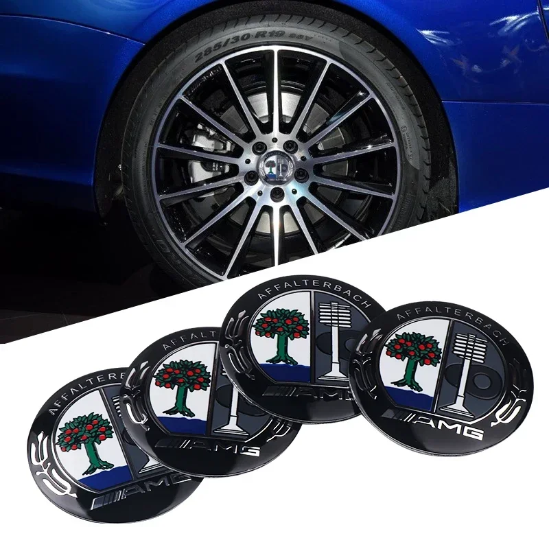 56mm 4PCS Car Wheel Center Hub Cap Badge Sticker Accessories for Mercedes Benz Maybach W204 W205 W211 Amg W212 W213 CLE CL GLA