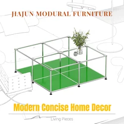 Modern Modular Coffee Table｜Custom Color Open Frame Storage Design｜Chrome Frame Modern Style | Living Room Storage Display