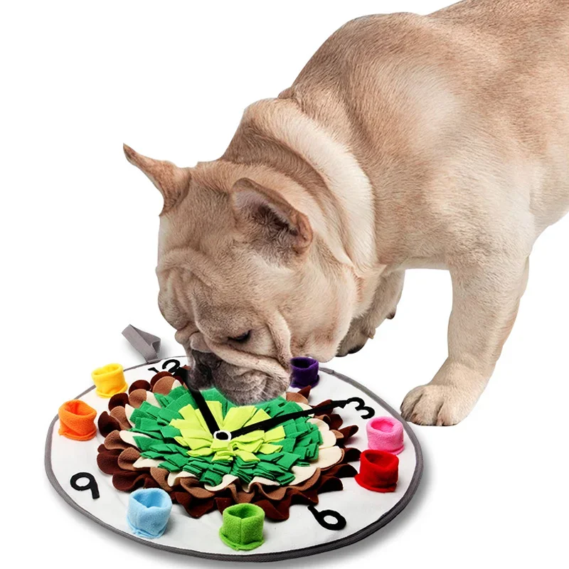 New Clock Shaped Dog Sniffing Mat Dog Cat Pet Slow Food Bowl Spot Anxiety Relief Hidden Food Sniff Puzzle Interactive Dog Toys