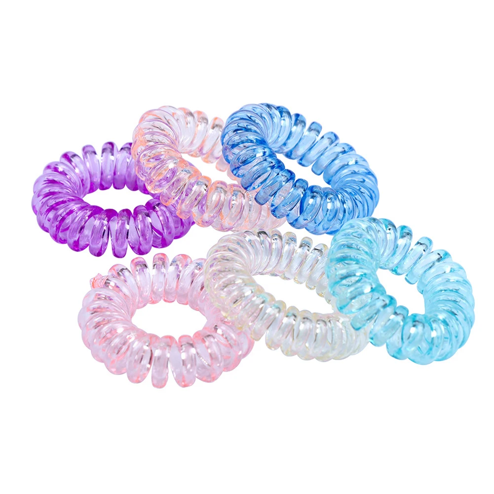 Telephone Wire Elastic Clear Hair Bands Plastic Spring Gum For Hair Ties No Crease Coil Hair Tie Ponytail Hair Accessories