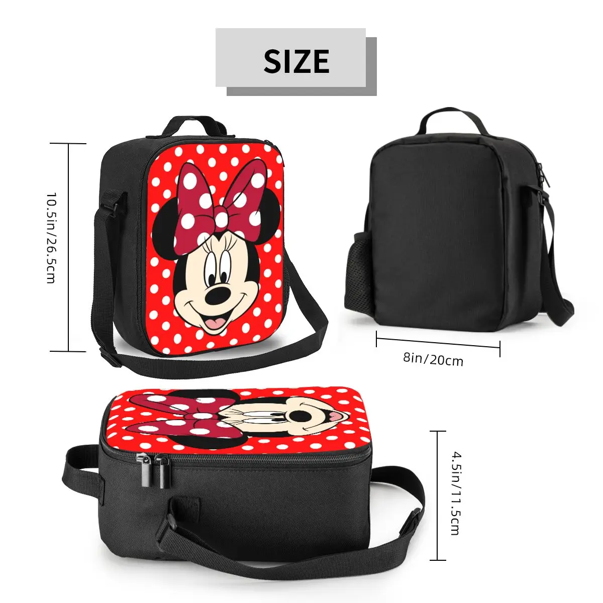 Custom Cartoon Minnie Mouse Insulated Lunch Bags for Outdoor Picnic Mickey Leakproof Cooler Thermal Lunch Box Women Children