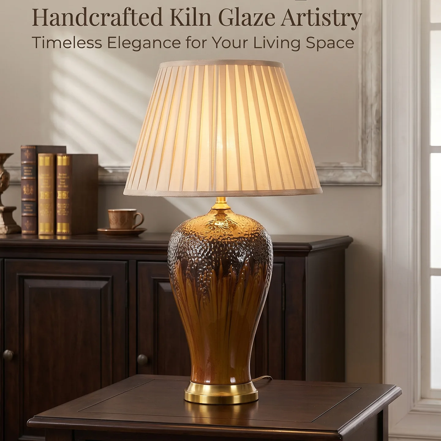 American Kiln Glaze Artistry Ceramic Light Fixture Living Room Decor Bedroom Beside Lamps Dining Table Atmosphere Illumination