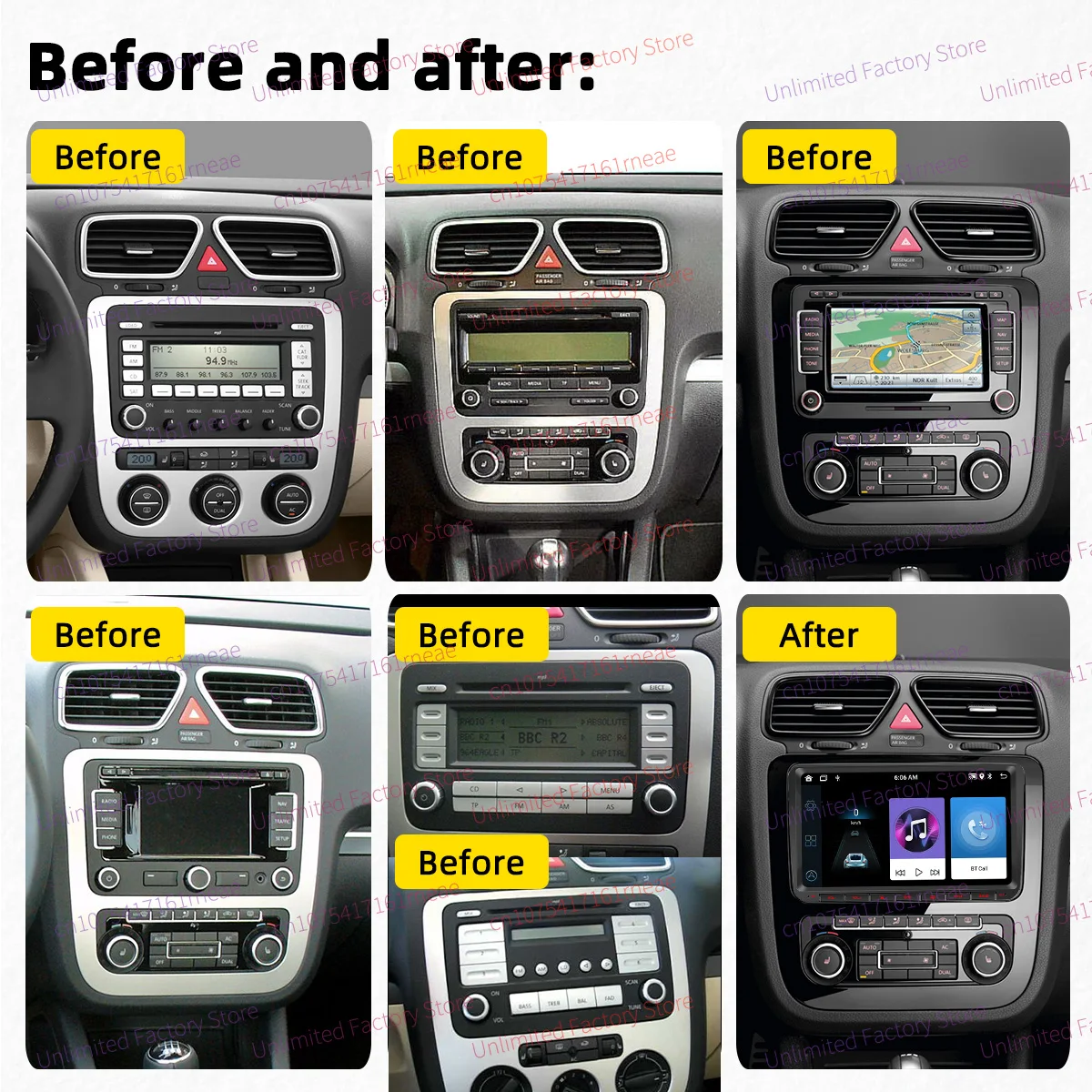 ل VW Volkswagen EOS 2006-2015 9 "شاشة لاسلكية Carplay Autoradio أندرويد سيارة الوسائط المتعددة 2 Din راديو نظام تحديد المواقع والملاحة رئيس وحدة