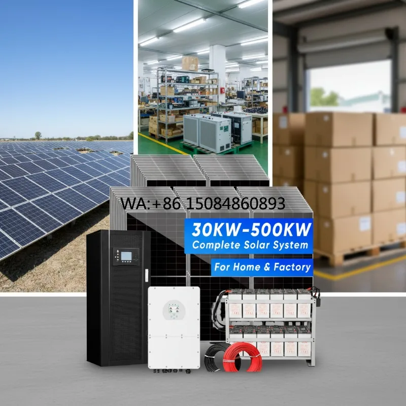 Solar balcony power generation30Kw-500Kw Hybrid Solar Power System Full Set Industrial Solar Panel Battery Inverter