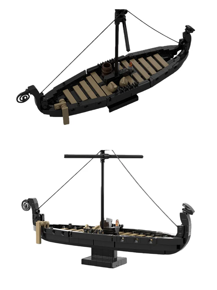 MOC 블록 바이킹 배 모델 피규어 창의적 조립 장난감 세트 - 휴일 동안 모든 애호가를 위한 이상적인 선물
