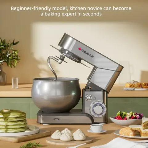 1200W 5L Stand Mixer for Home   Dough Kneader Stainless Steel Egg Beater Cream Whipper , Stable Non-Slip Base Durable