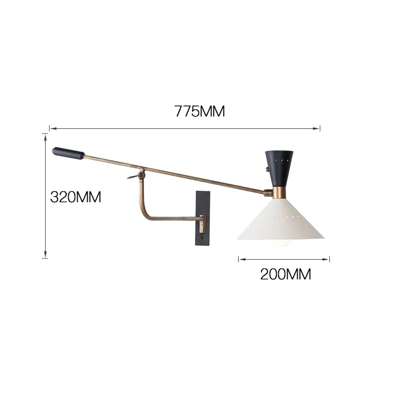 북유럽 긴 팔 벽 조명, 침실 스콘스, 조절 가능한 공부 독서 램프, E27 전구 포함