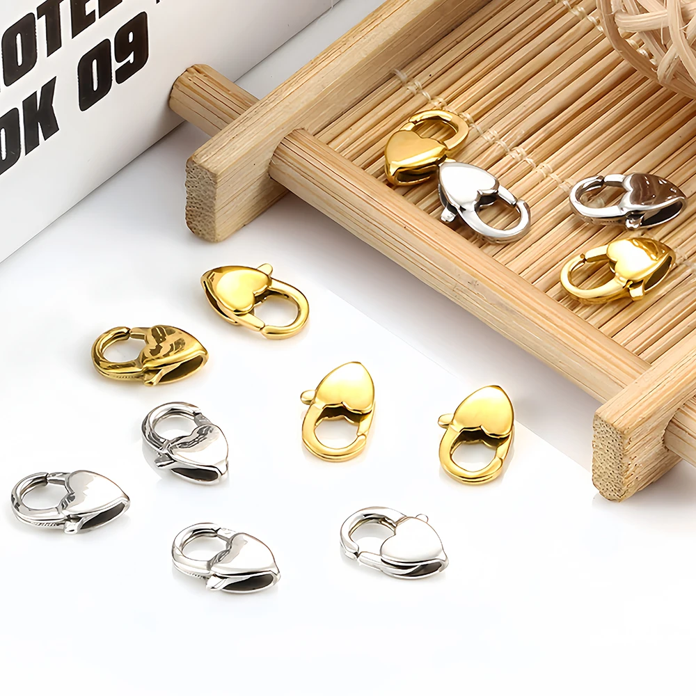 Edelstahl-Hummerklammern, Hakenverbinder in Herzform für DIY-Schmuck, Halsketten, Armbänder, Zubehör und Accessoires – Detail 4