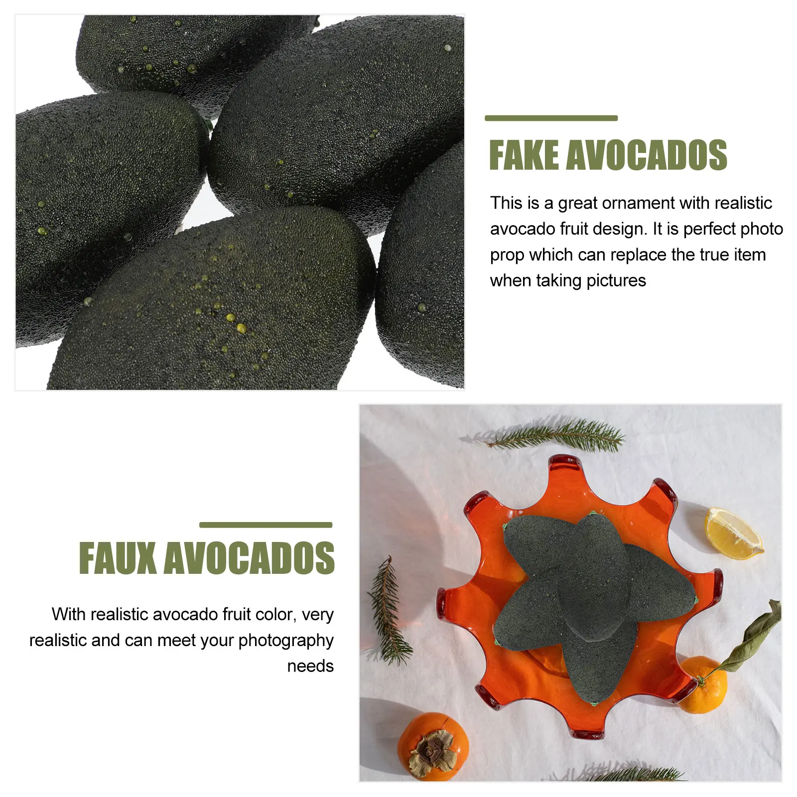 

5 Pcs Heavy Avocado Props Pear Simulation Decor Fruit Faux Plant Fake Avocados Artificial Greenery Fruits