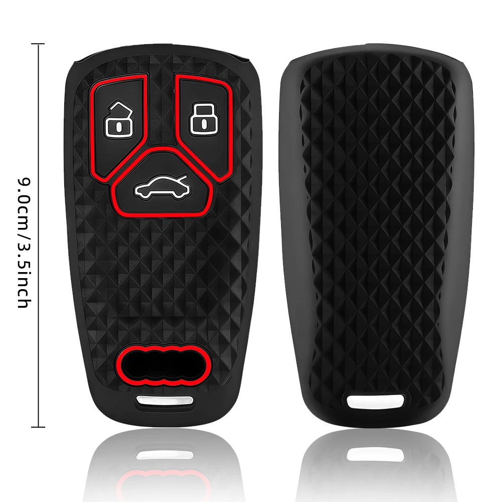 Sleek Red Hex Remote Key Case With Keychain For Audi A4 B9 A5 A6 8S 8W Q5 Q7 4M S4 S5 S7 TT Mk3 TTS TFSI RS Auto Protector Shell - view 5