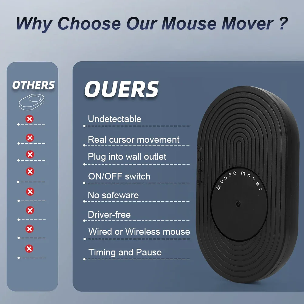 محرك الماوس Jiggler غير القابل للاكتشاف، جهاز محاكاة اهتزاز الحركة التلقائية الافتراضية مع مفتاح تشغيل/إيقاف لإيقاظ الكمبيوتر