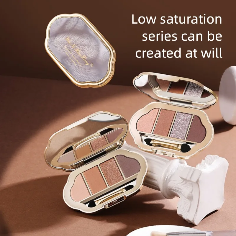 Palette di ombretti opachi con diamanti a quattro colori Little Bear Pearl, ombretto a 4 colori