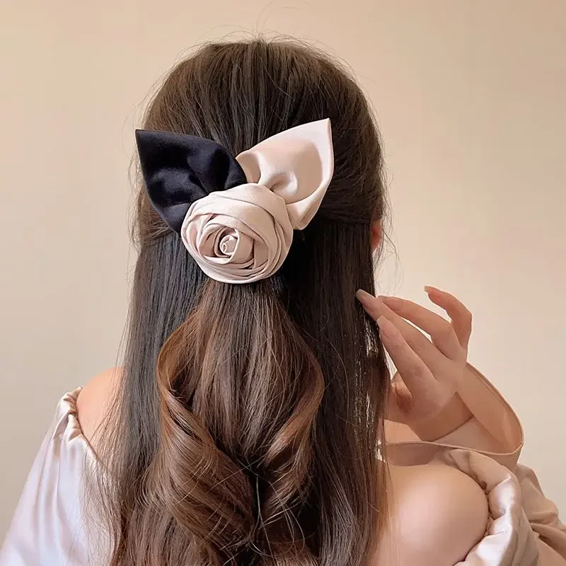 

New Rose Blossoms Hairbands Leather Tendons Elegant Women's Hair Ties Floral Atmosphere Hair Accessories Headwear