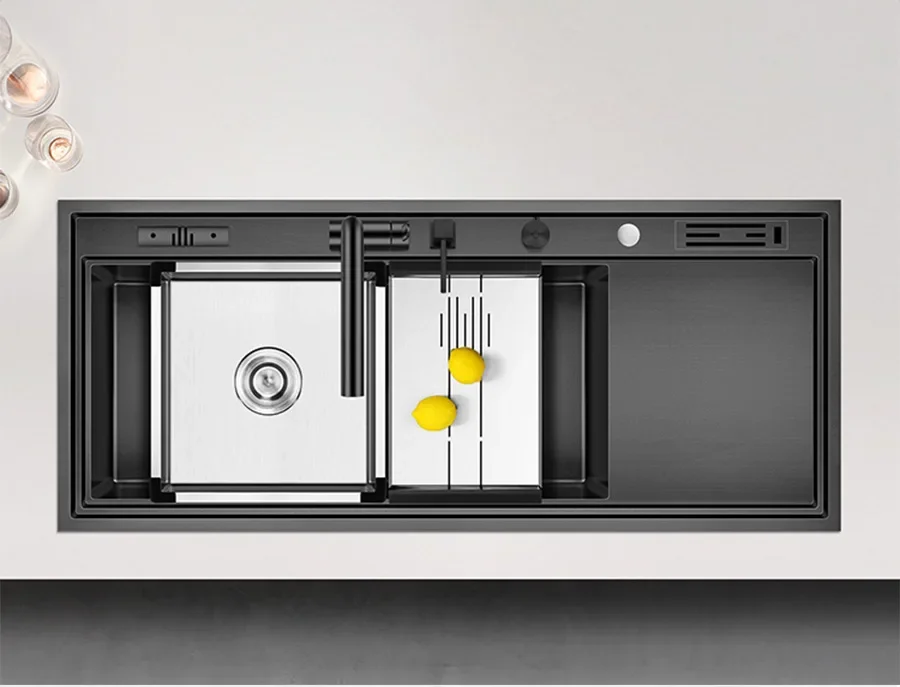 H  Single Large Size Nano Kitchen Sink SUS 304 Stainless Steel  4mm Thickness With Drain Plate Handmade Kitchen Sinks