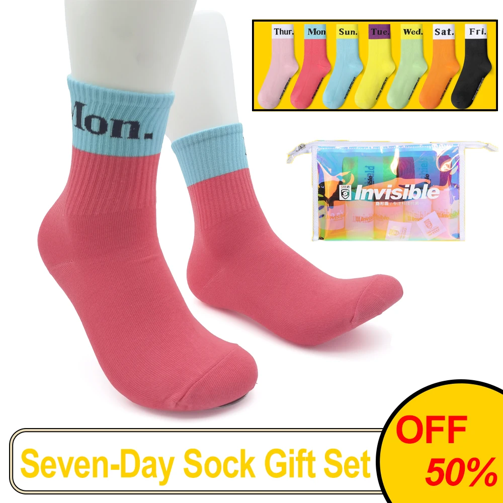 

All Season Women's Letter Middle Socks Everyday Cotton Socks Antibacterial Odorless Sweat Absorbing Sports Bicycle Sock