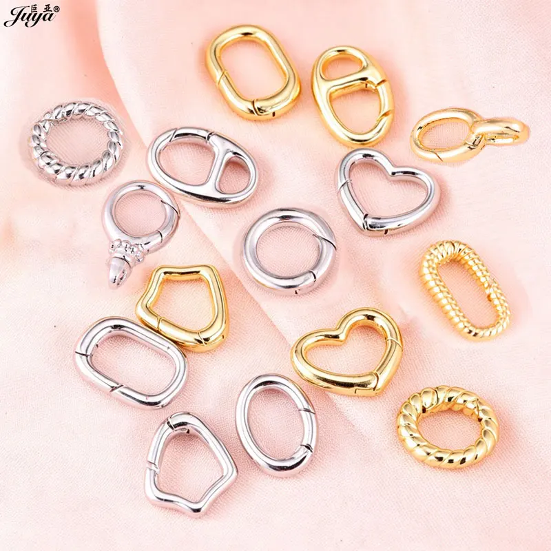 2/4pcs New Copper Spring Clasps Fasteners Push Type Connector Hooks Supplies For DIY Necklaces Jewelry Making Accessories
