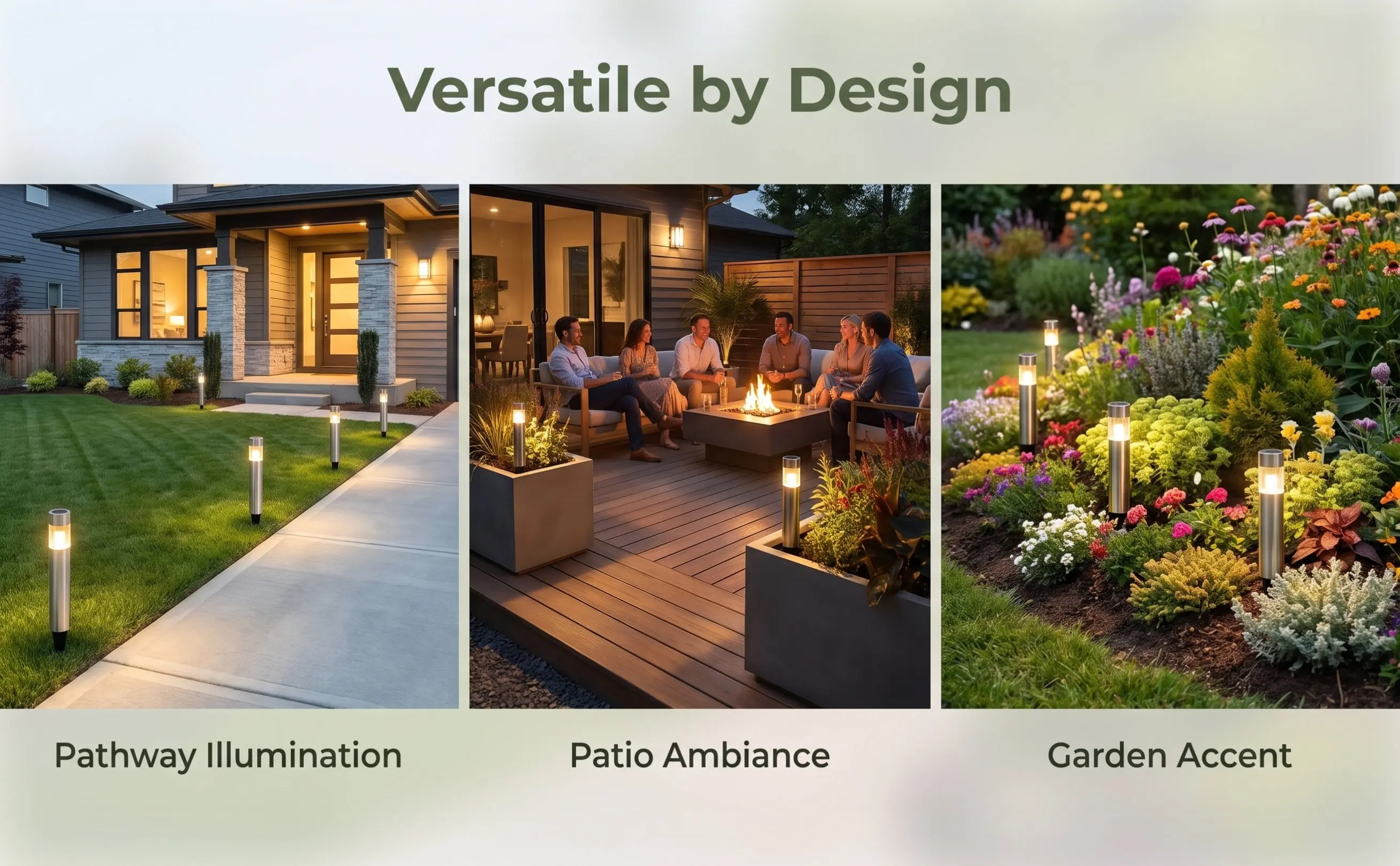 Solar Lawn Light Stainless Steel Outdoor Cylindrical Pin Lamp Garden Pathway Yard Landscape Solar Lights Outdoor Lamp