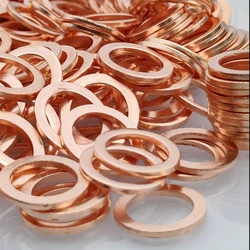 30pcs Copper Washers Set Solid Gasket Sump Plug Oil Shim Flat Ring Seal Plain Spacer Washers M4 M5 M6 M8 M9 M10 M12 M14 M16 M18