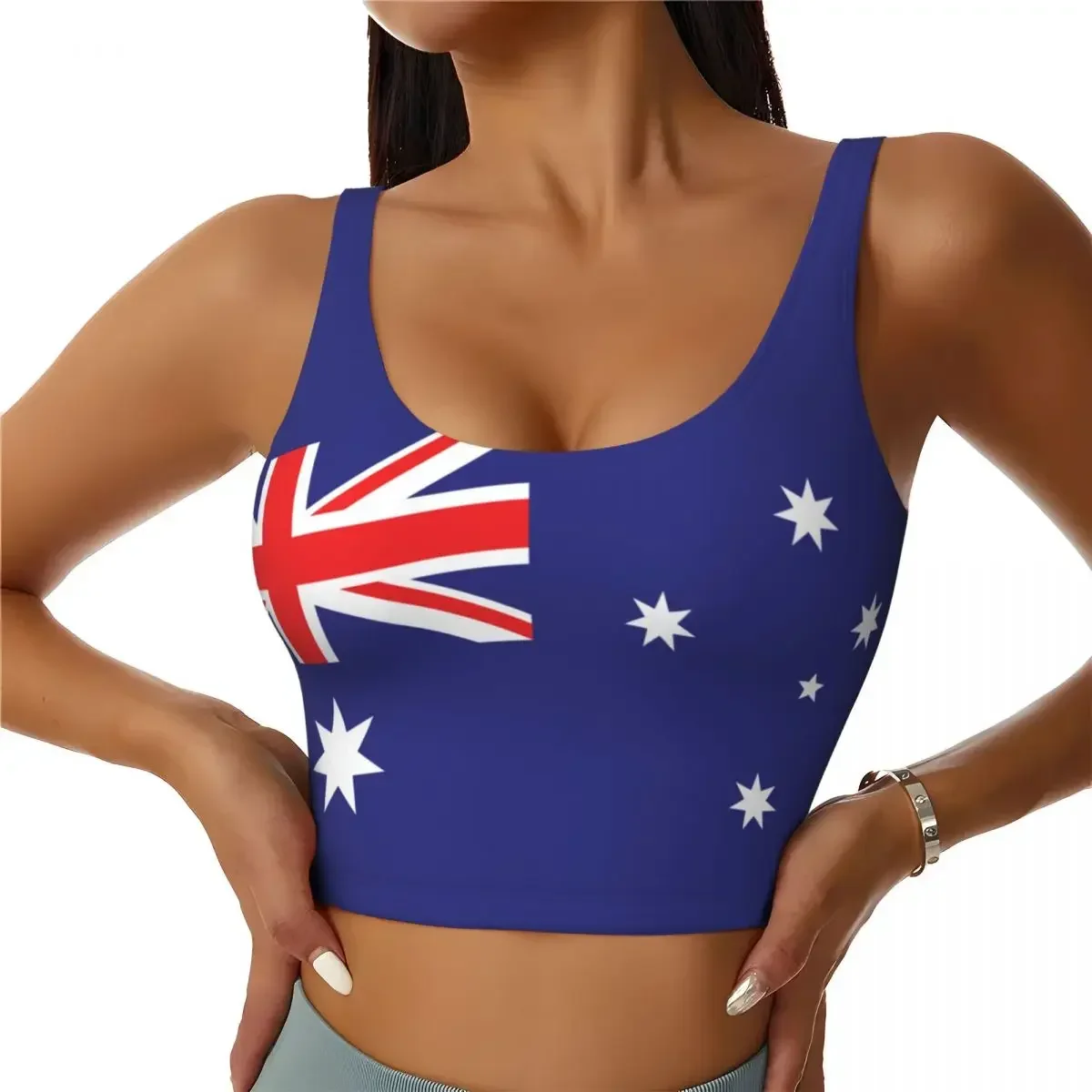 

Yoga Vest Women Gym Sports Crop Tops Australia Flag Streetwear Workout Breathable Tank Top Female