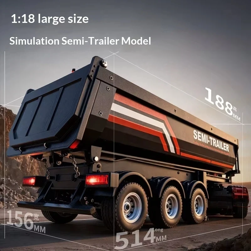 Huina 1/18 1509 Rc Semi Dump Trailer Electric Lifting For Rc Tractor Truck 1501 Tail Light Support Leg No Sound System Model Toy