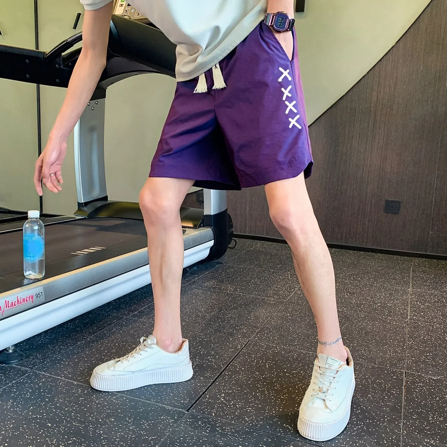 

Мужские шорты, спортивные шорты с карманами, широкие спортивные мешковатые шорты на шнурке, свободные винтажные персонализированные стильные тонкие мужские короткие брюки