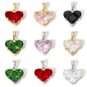 Heart form Cubic Zirconia charms, color of gold, copper heart necklace pendants, make diy jewelry, discoveries Valentine's Day, 1pc 10 Main Sales Valentine's Day - №10