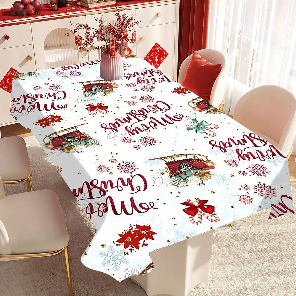 2026 عيد الميلاد مفرش طاولة مفرش المائدة زيت مقاوم للماء مقاومة للبقع قابل للمسح مستطيل الجدول #3