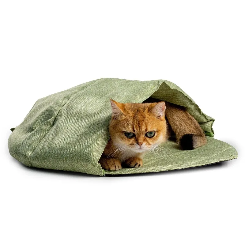 

Pet Cat Bag, Kitten Indoor Bed, Cave Leaf Nest, Cat Bed, Soft and Washable, Warm Cave Cat Bed, Suitable for Pets To Hide