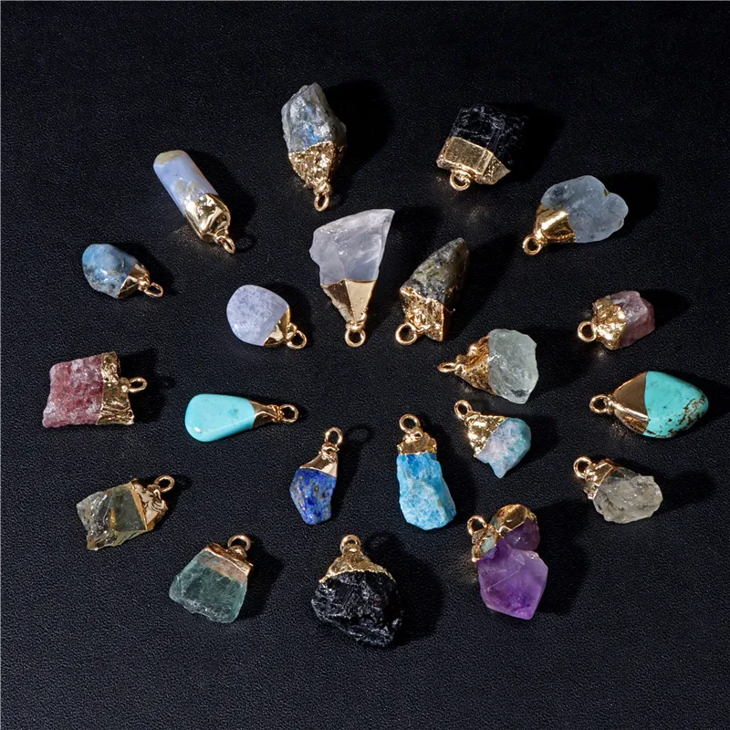 Cru Cristal Energia Chakra Pingentes, Alta Qualidade, Pedra Bruta, Fazer Jóias DIY, Colar Acessórios, 1-5Pcs