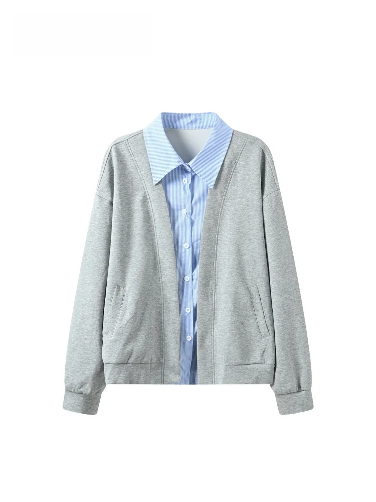 

Свободный свитшот с длинными рукавами для женщин, новинка весенней коллекции, большие размеры, в стиле пэчворк, в университетском стиле, удобный трикотажный топ