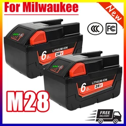 Akumulator 6000MAH 28V do akumulatorów litowo-jonowych Milwaukee 6.0Ah M28BX M28B 48-59-2819 0730 48-11-2830 akumulator do elektronarzędzi