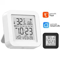 WiFi Smart Thermometer Temperature and Humidity Sensor Meter LCD Screen Home Security Remote Control Hygrometer Wall Clock