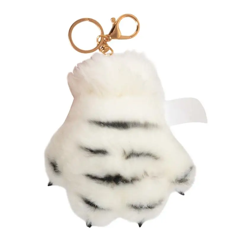 LLavero de pata de tigre, bonito llavero de pata de tigre de peluche, mochila de felpa con pata de dibujos animados portátil, amuleto decorativo para Acción de Gracias y Pascua