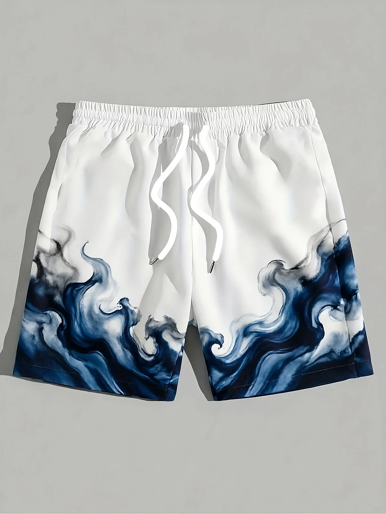 Ink Wash 3D Gradient Print Men's Shorts Summer Hawaiian Beach Casual Loose Sports Quick-Drying Swim Trunks