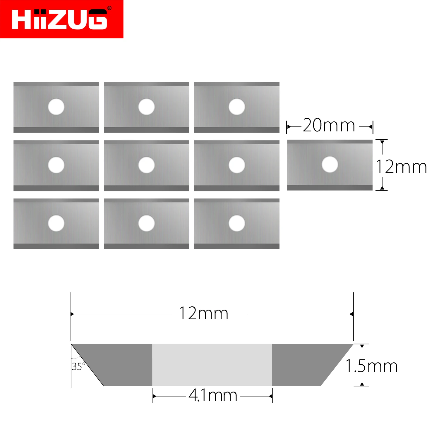 20mm×12mm×1.5mm Carbide Inserts Cutters 10pcs for Paint Scraper Spiral Planer Router Bit Woodworking Carpentry Tools