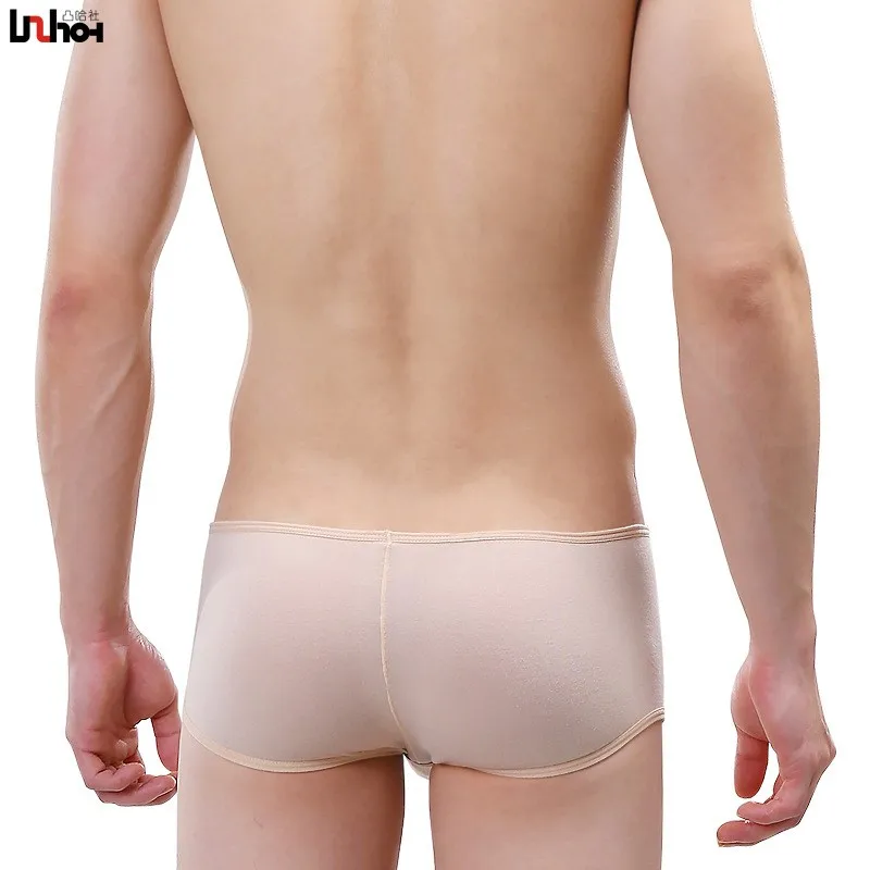 Sexy Men's Big Bulge Pouch Underwear With Scrotal Bag Men Boxer Shorts Comfortable U Convex Male Underpants Low Rise Trendy Pink