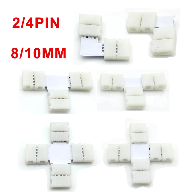 

5pcs 2pin 4pin LED Connector L T + Shape For Connecting Corner Right Angle 8mm 10mm 5050 LED Strip Light Tape Ribbon