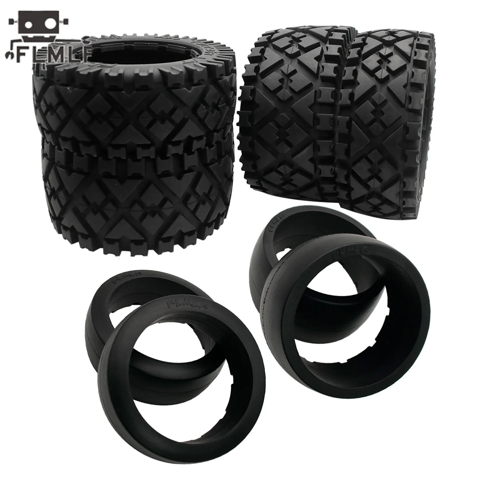 Super Strong Grip on All Terrain Front or Rear Tyre with Nylon Wheel Hub or Tire Skin Kit for 1/5 HPI ROFUN ROVAN KM BAJA 5B SS