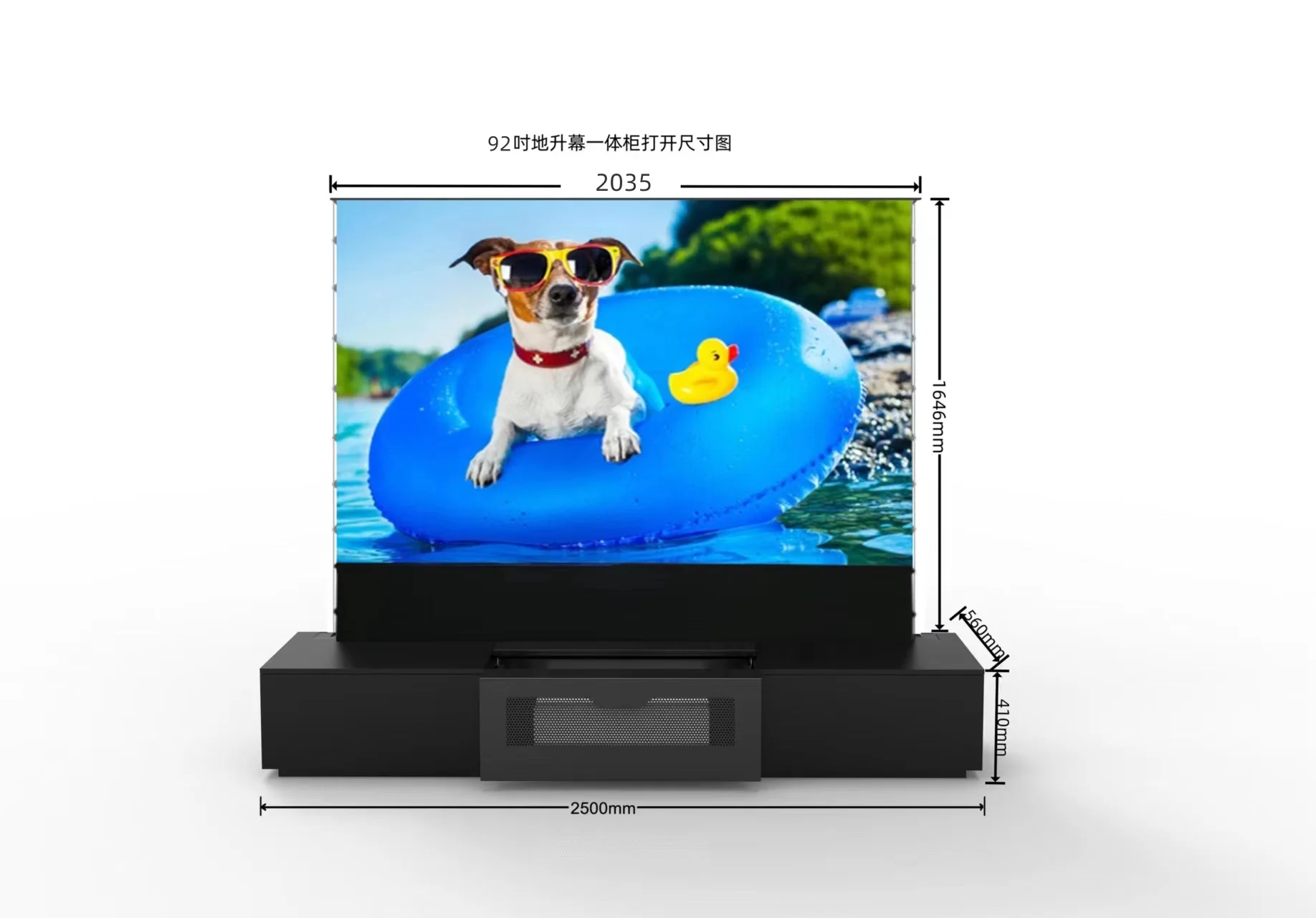 Lifting 100-inch all-electric floor-up screen, curving screen integrated laser TV cabinet 120-inch telescopic 4K home theater