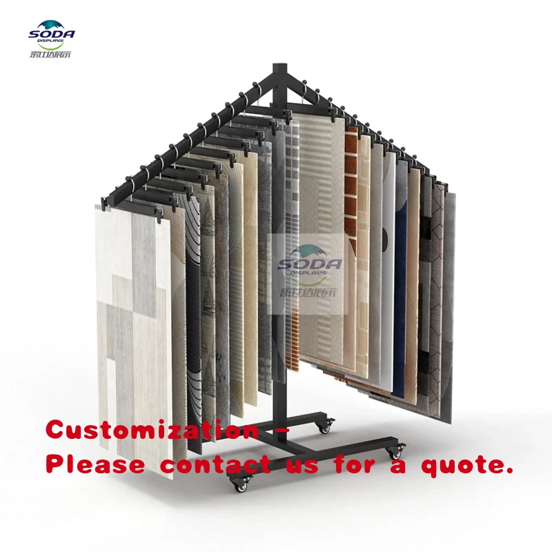 custom.Customizable Double-Sided Hanging Carpet Display Metal Rack Iron Design Modern Soft Decoration Store Por
