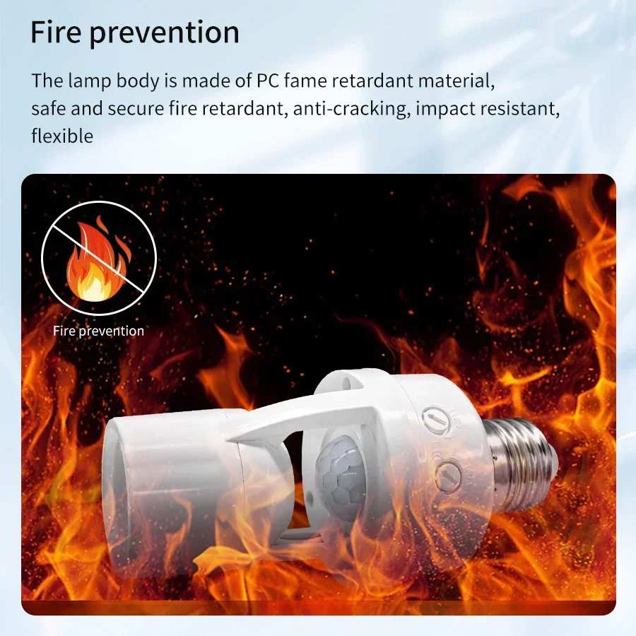 Smart Motion Sensor 220V 110V E27 Bulb Socket Lamp Base Human Body Detector PIR Sensor Home Automation Auto On Off Light Switch