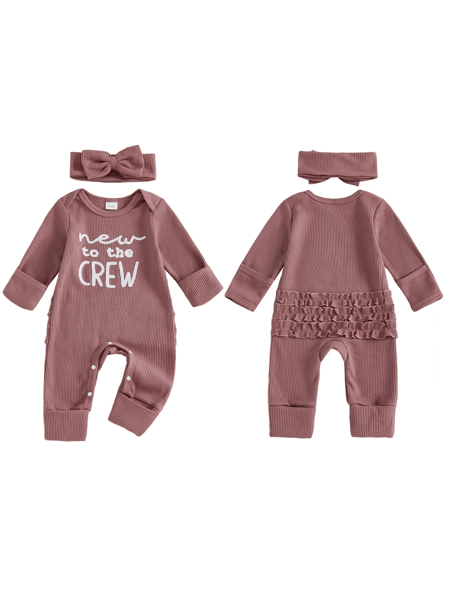 

Стильный комбинезон для маленьких девочек с шикарным вышитым дизайном, длинными рукавами, круглым вырезом и подходящей повязкой на голову для полного образа