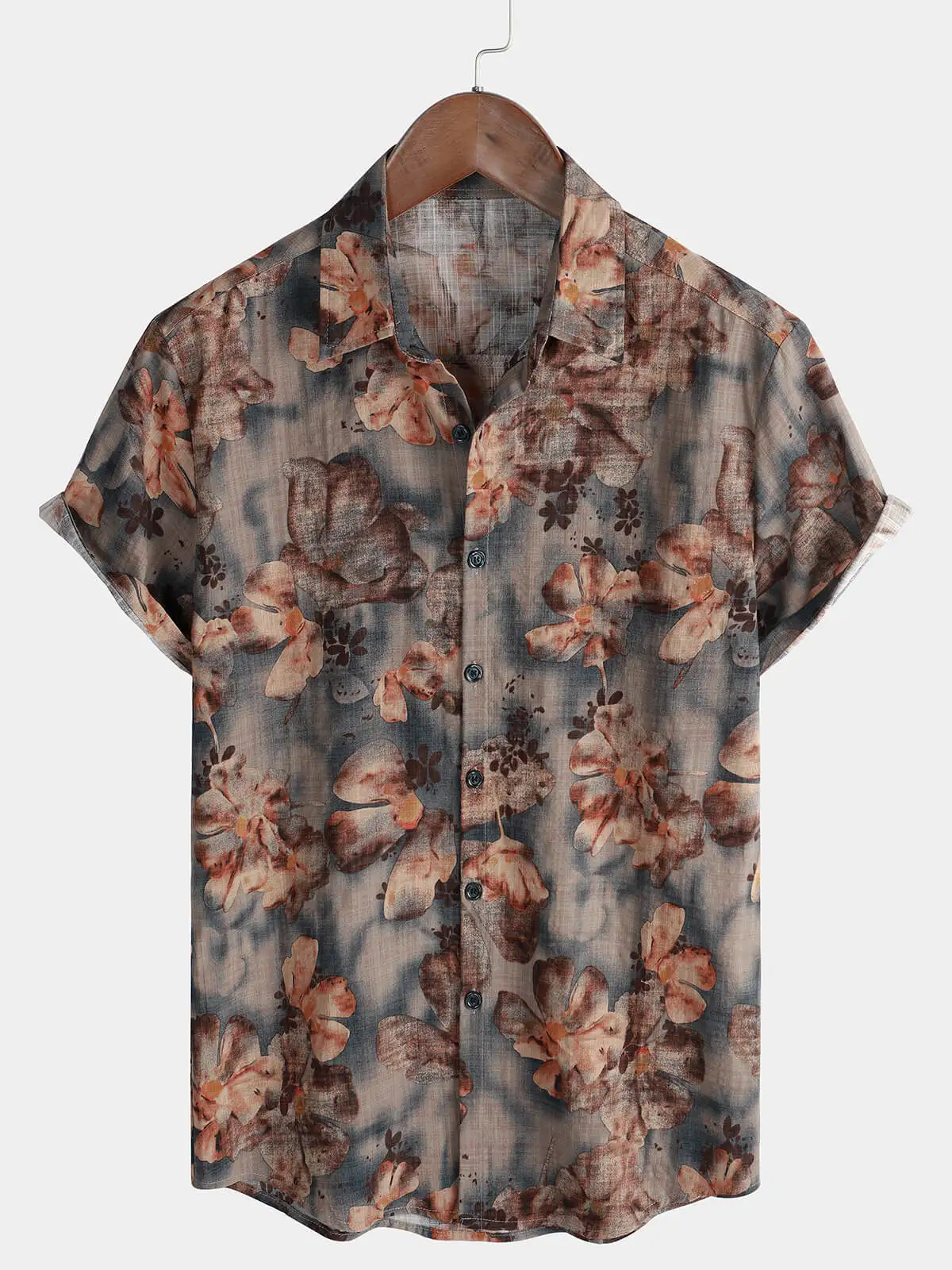 Men's Retro Flower Nostalgia Style Paisley Cashew Flower Plant Full Print Loose Atmosphere Versatile Flower Shirt