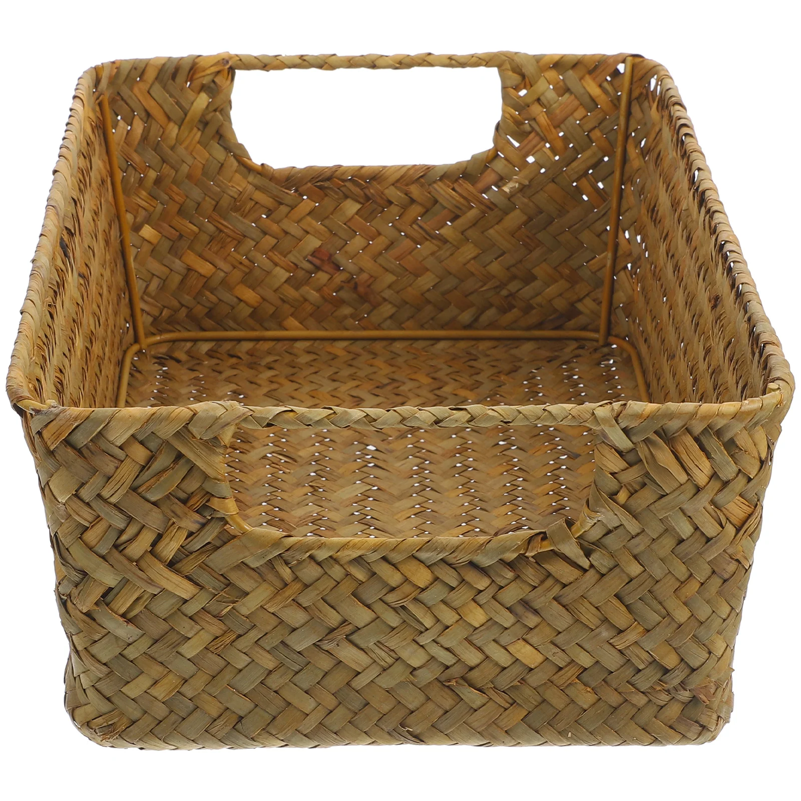 

Straw Storage Basket Handwoven Wicker Rectangular Vintage Decorative Baskets Rattan Fruit Organizer Home Container Box