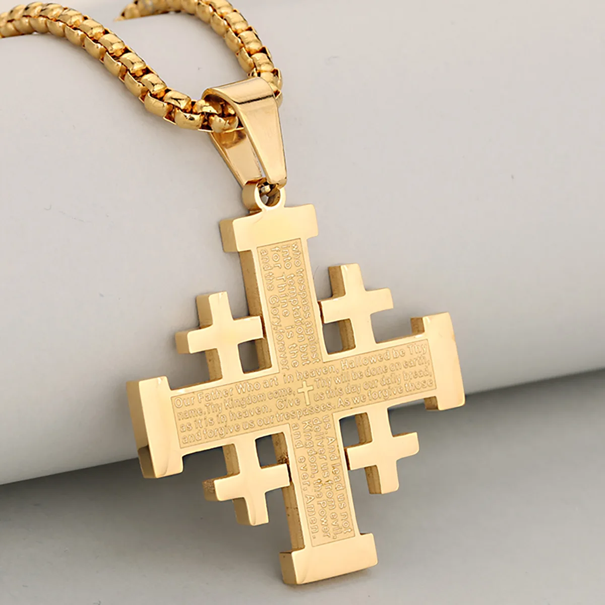 

Simple Daily Hip-Hop Personality Stainless Steel Religious Cross Scripture Pendant Necklace for Women and Men, Daily Accessories